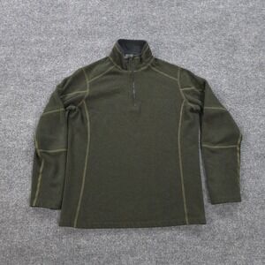 Kuhl Sweater Mens Small Green Revel 1/4 Zip Fleece Hiking Camp Performance Layer